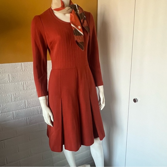 Vintage Dresses & Skirts - Vintage Alamor Dress Burnt Orange fit flare 1970’s fashion dress Small